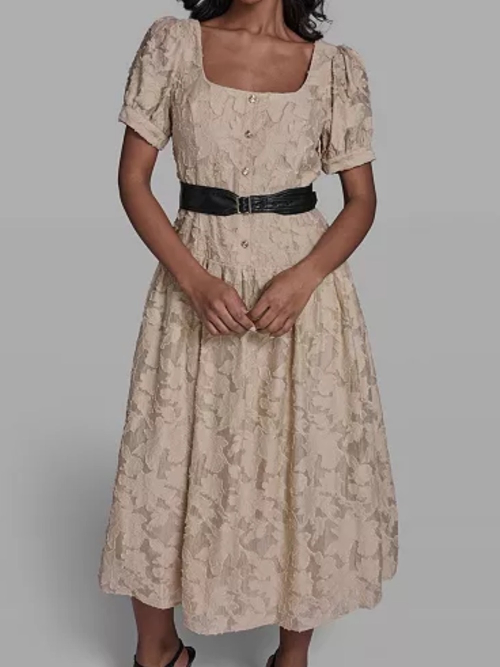Karl Lagerfeld | Beige Lace Midi Dress